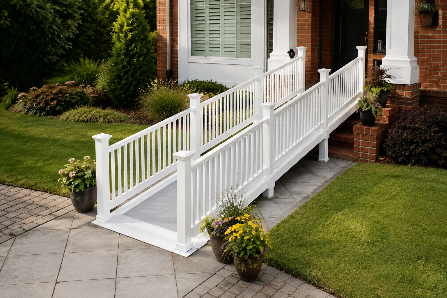 Residential accessibility ramp and front entrance